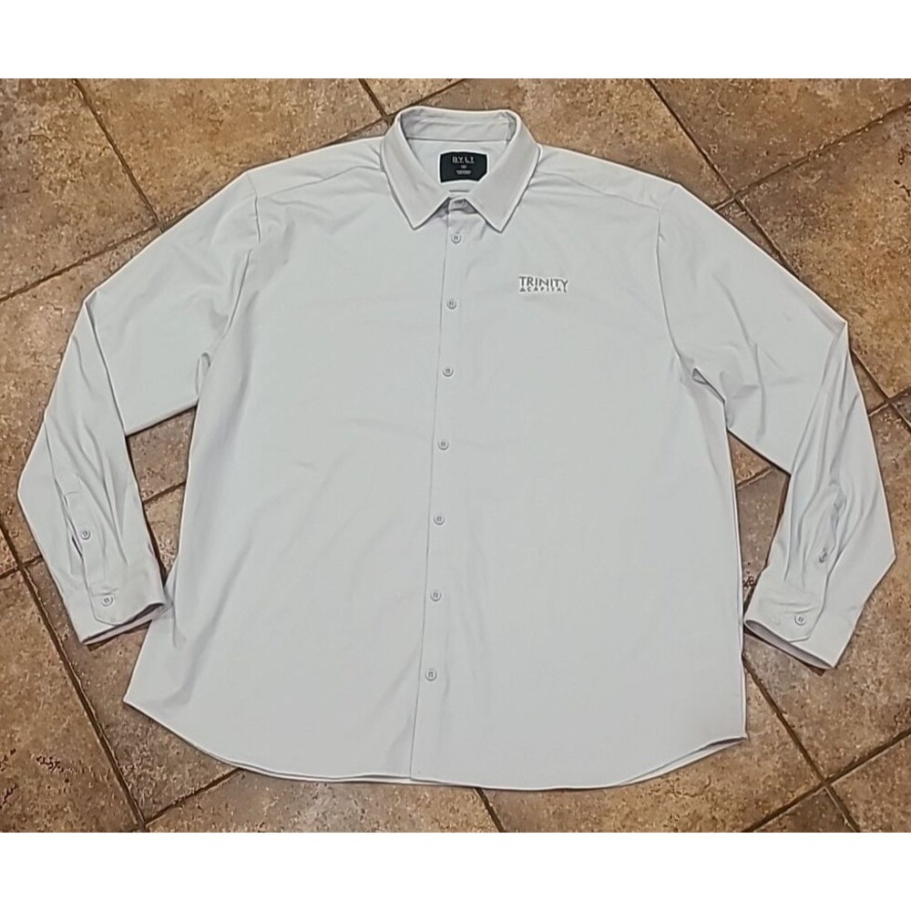 BYLT Gray Premium Basics Executive Fit Long Sleeve Stretch Shirt Men 3XL Casual